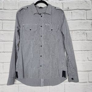 EDUN Mens Black White Gingham Collared Cotton Long Sleeve Button Up Shirt XL